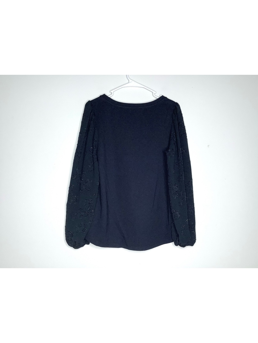 < Soft Surroundings Black Long Sleeve Top With Lace Sleeve Detail > - Picture 5 of 7